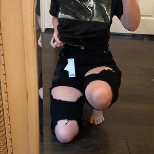 High Waisted Distressed Boyfriend Jeans